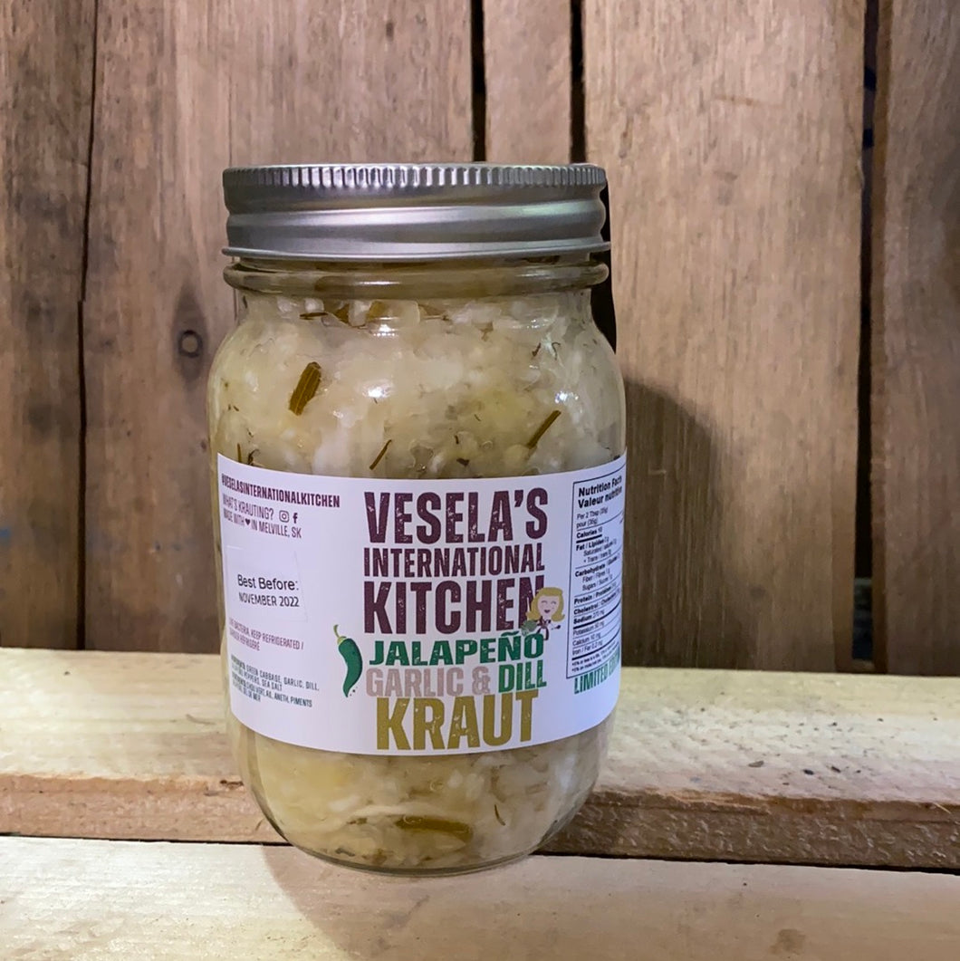 Vesela's Jalapeno Garlic & Dill Kraut (500ml)