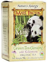 Mate Factor Organic Green Tea Ginseng w/ Echinacea (20 Tea Bags)