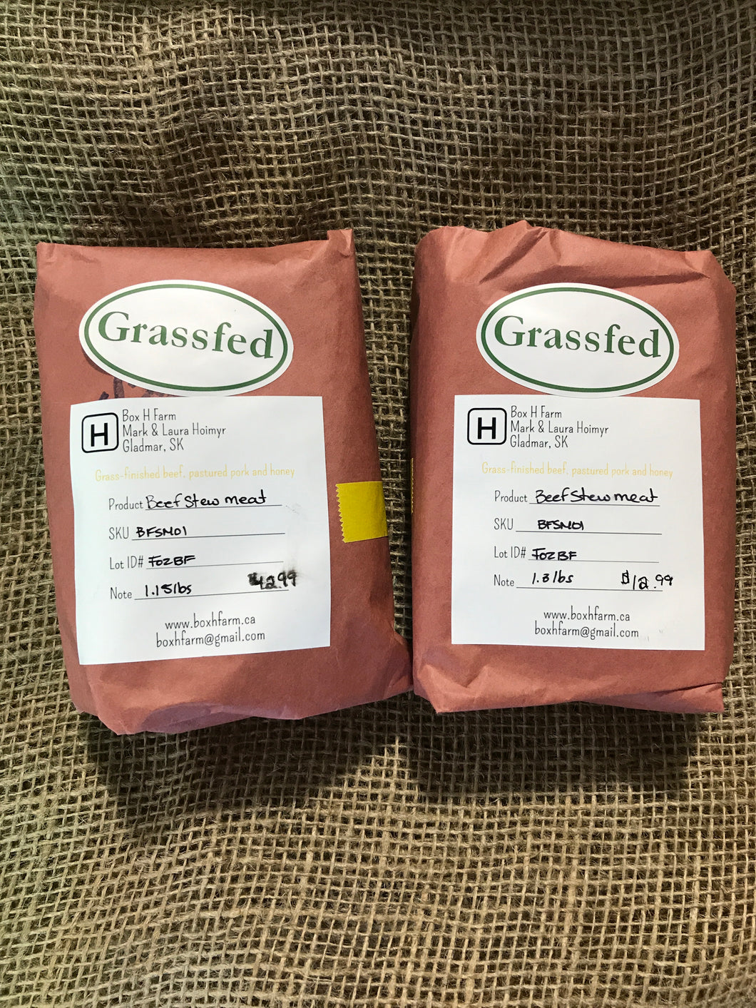Box H Grass Fed Beef Stew Meat