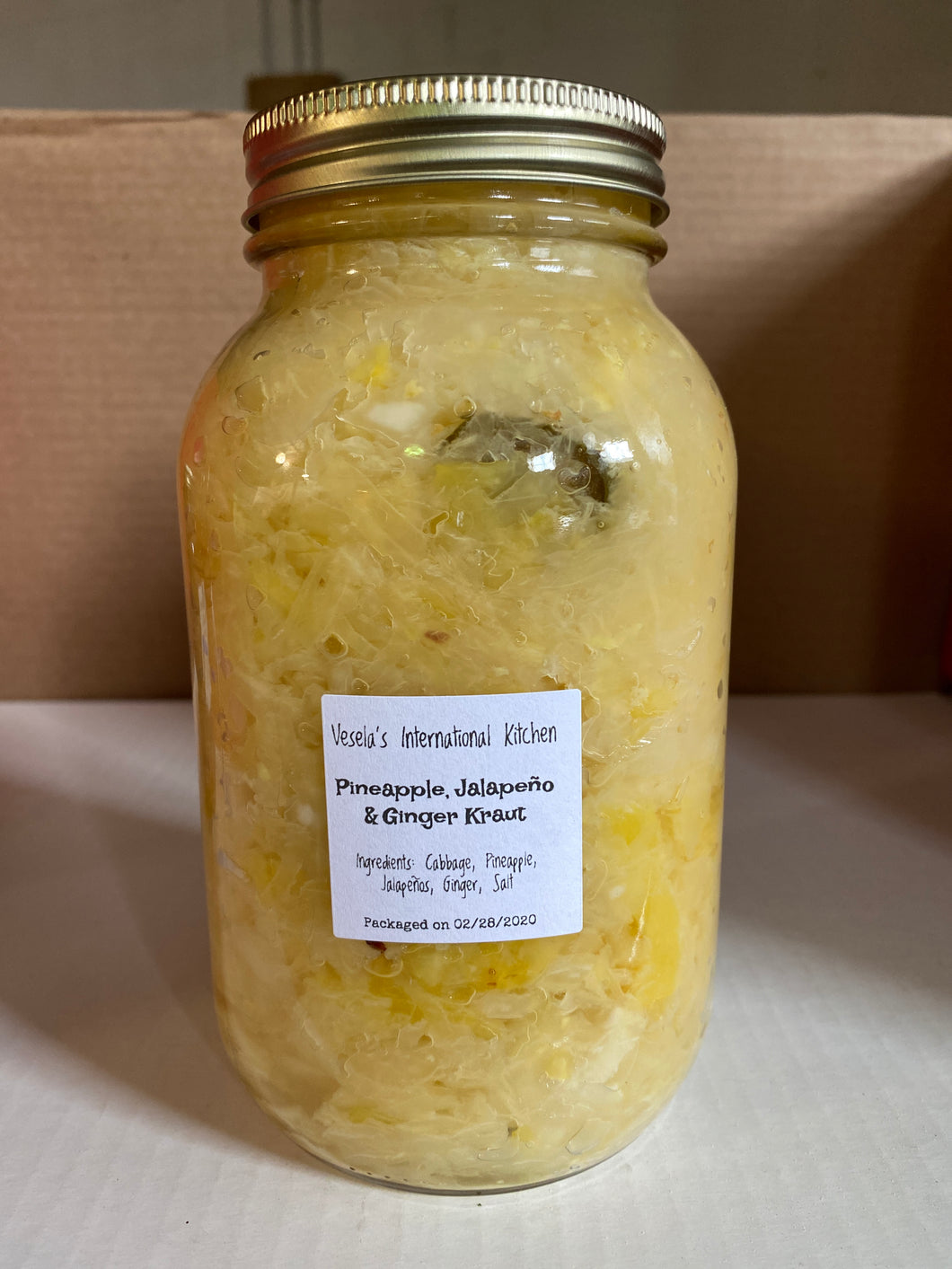 Vesela's Pineapple, Jalapeno & Ginger Kraut (1L)