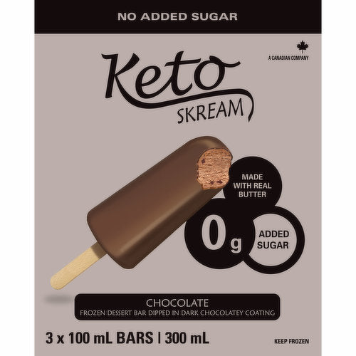 Keto Skream Chocolate Frozen Dessert Bar in Chocolatey Coating (3x100ml)