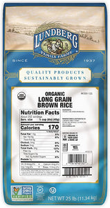 Lundberg Long Grain Brown Rice, 25lbs