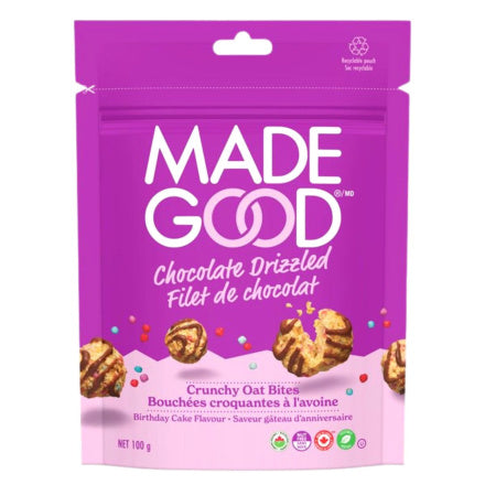 MadeGood Chocolate Drizzled Crunchy Oat Bites - Birthday Cake (100g)