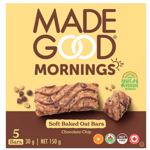 MadeGood Mornings Soft Baked Oat Bars Chocolate Chip (5 Bars)