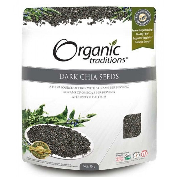 Organic Traditions Dark Chia Seeds (454g)