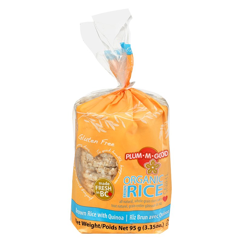 Plum-M-Good Organic Brown Rice Cakes Thins w/ Quinoa Unsalted (95g ...