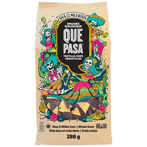 Que Pasa Day of the Dead Blue & White Corn Tortilla Chips (286g)