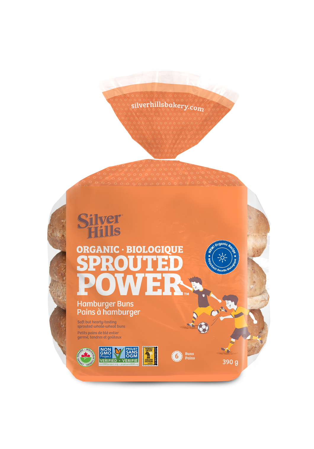 Silver Hills ORGANIC Sprouted Hamburger Buns w/ SESAME SEEDS (6 Buns)