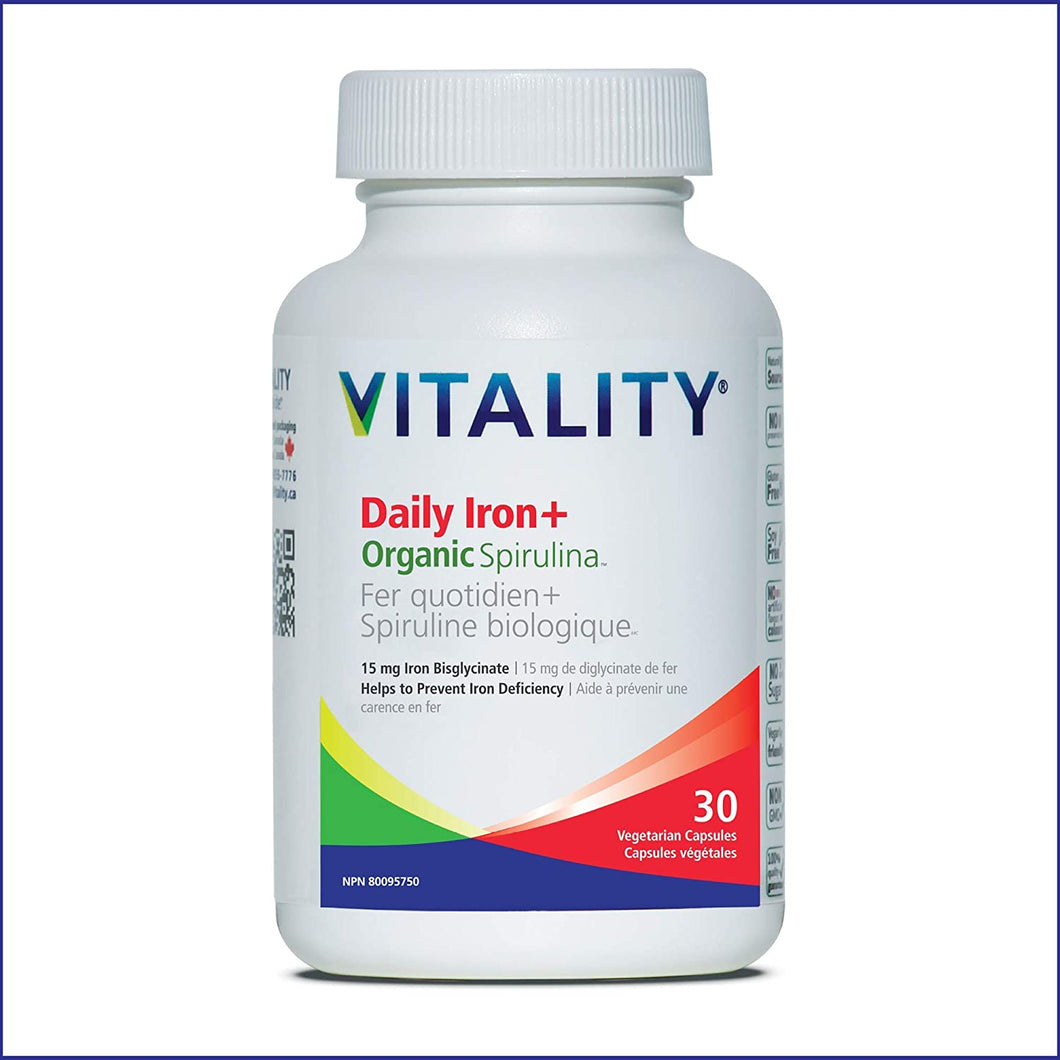 Vitality Daily Iron+ Organic Spirulina (30 Capsules)
